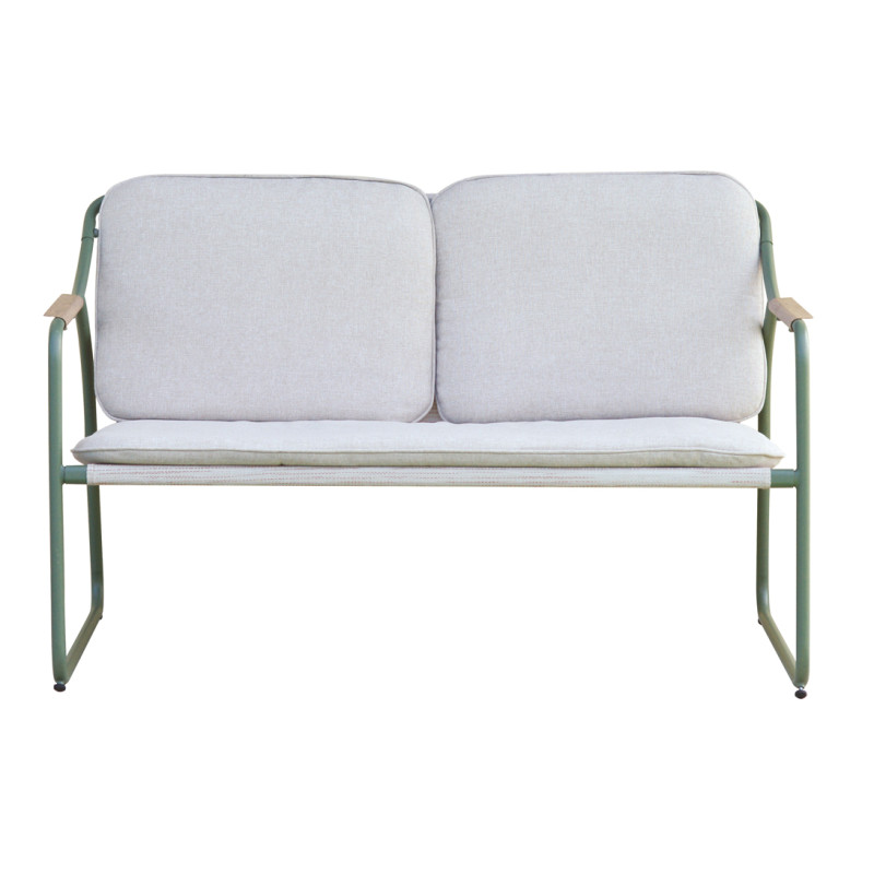 Salotto Tinos ferro verde e textilene cuscino ecru Moia elegante