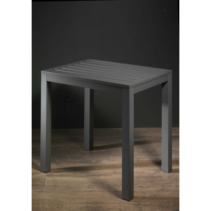 Set Tavolo alluminio + 4 Poltrone alluminio sullivan impilabile antracite cm 61x56h43/60/84