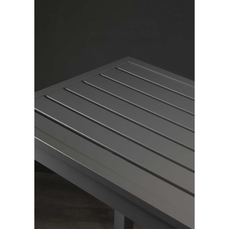 Set Tavolo alluminio + 4 Poltrone alluminio sullivan impilabile antracite cm 61x56h43/60/84
