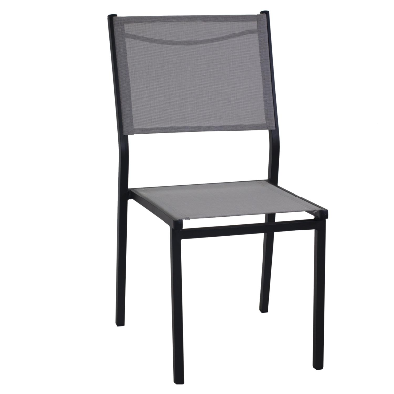 Set Tavolo alluminio + 4 Sedie alluminio sullivan impilabile antracite cm 55x46h43/88