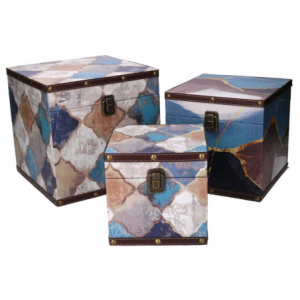 Zoom Scatola ecopelle 1-3 blu marocco quadro cm 24x24h24