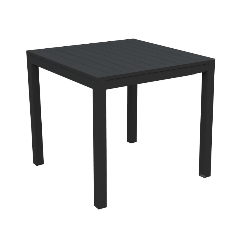 Set Tavolo alluminio + 4 Poltrone alluminio sullivan impilabile antracite cm 61x56h43/60/84