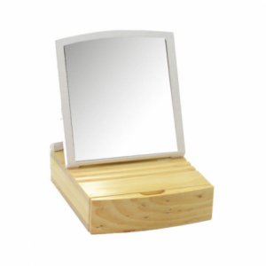 Specchio da tavolo legno c/cassetto cm15,3x5,3h16,8