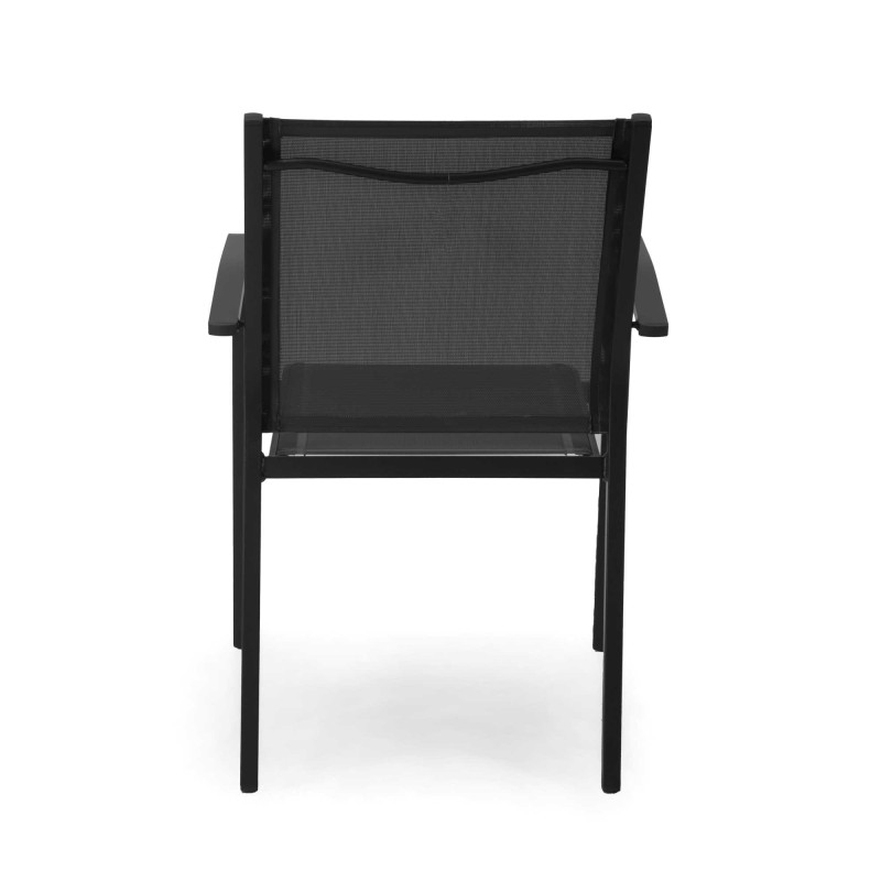 Set Tavolo alluminio + 4 Poltrone alluminio sullivan impilabile antracite cm 61x56h43/60/84