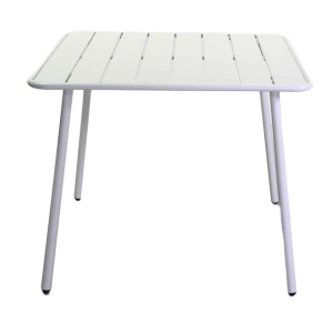 Set Tavolo metallo + 4 Sedie metallo doghe Rovigo Mini bianco cm 47x52h44/81