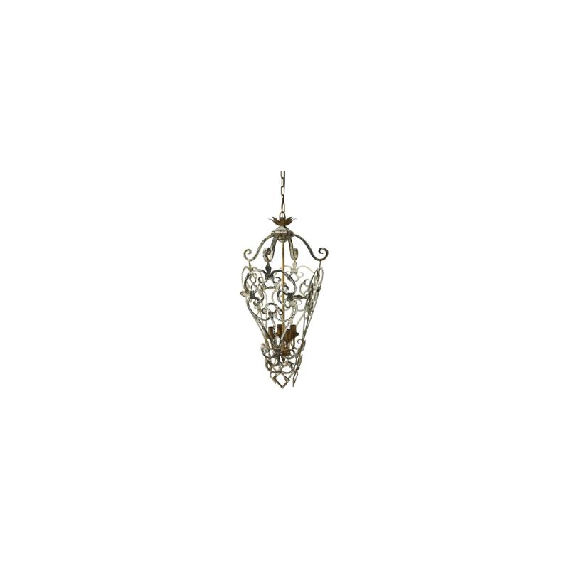 Lampadario metallo sbiancato 4p con attacco cm46x46h90