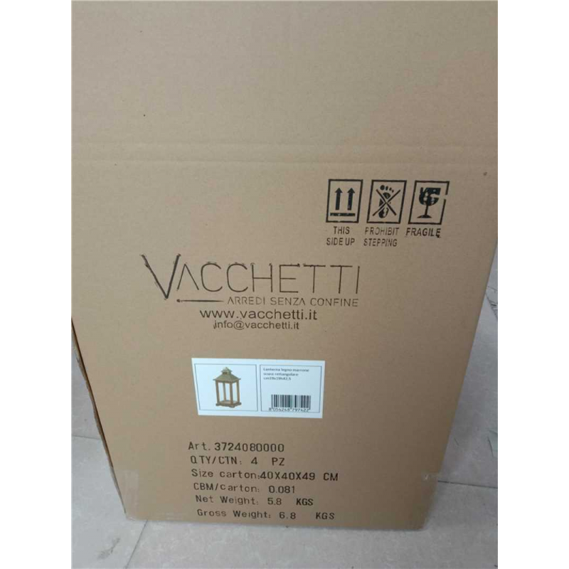 Lanterna legno marrone scuro rettangolare cm19x19h42,5