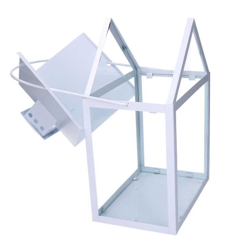 Lanterna metallo 1-3 bianco cm27x18,2h41/51