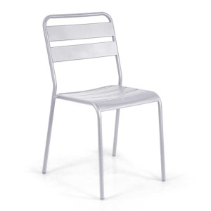 Zoom Set Tavolo metallo + 4 Sedie metallo doghe Rovigo Mini bianco cm 47x52h44/81