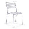 Set Tavolo metallo + 4 Sedie metallo doghe Rovigo Mini bianco cm 47x52h44/81