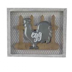 Quadro legno metallo gallina egg cm46x38x3