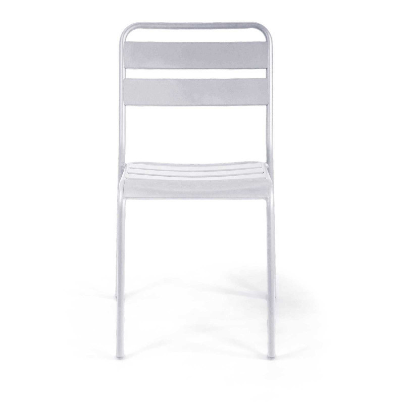 Set Tavolo metallo + 4 Sedie metallo doghe Rovigo Mini bianco cm 47x52h44/81