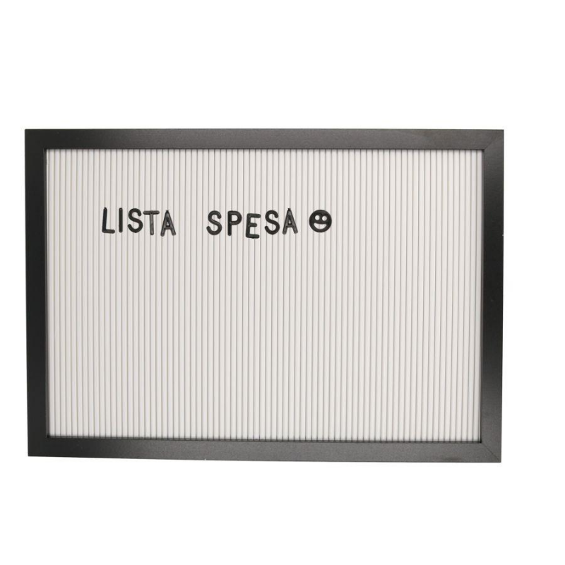 Lavagna cornice nera legno con lettere inseribili rettangolare cm33x47x2