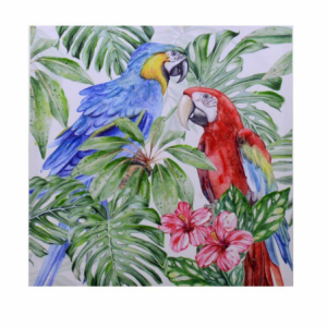 Quadro dipinto pappagalli cm50x50x2,5