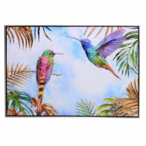Quadro dipinto colibri' cm92x62x4,5