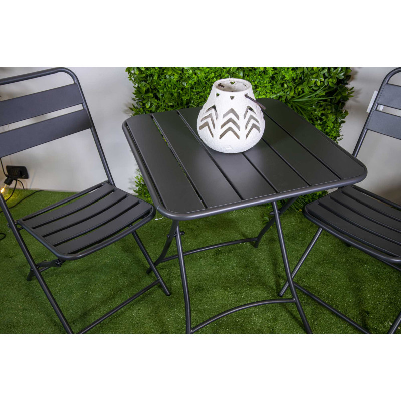 Set Tavolo metallo + 4 Sedie metallo rovigo pieghevole antracite cm 44x53h45/86