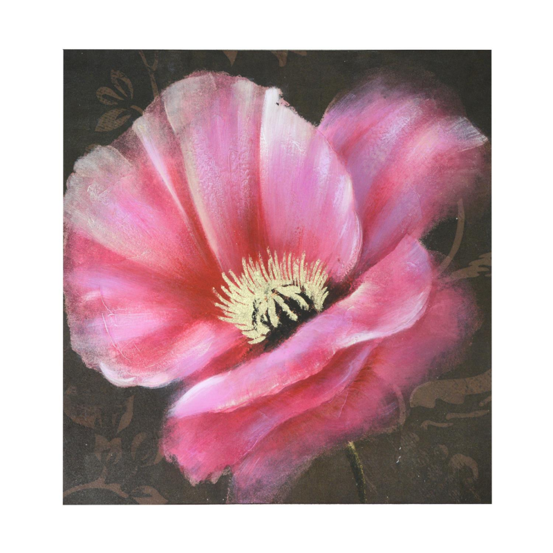 Quadro dipinto fiore rosa cm80x80x4