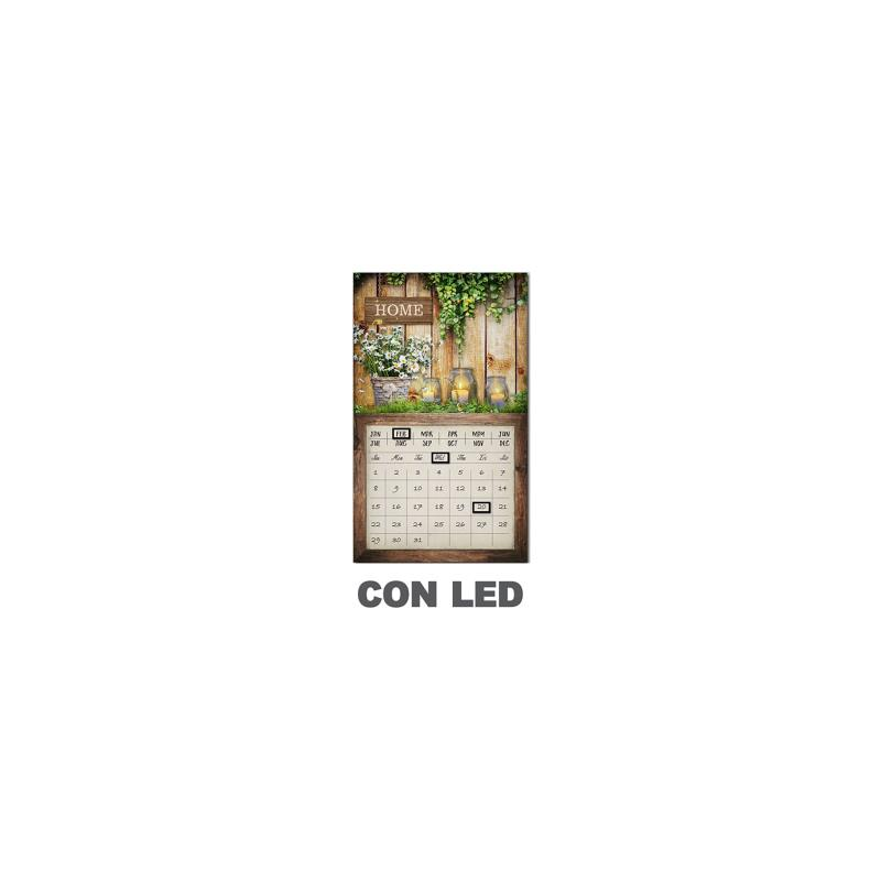 Quadro led con calendario marrone rettangolare cm30x50x1,8