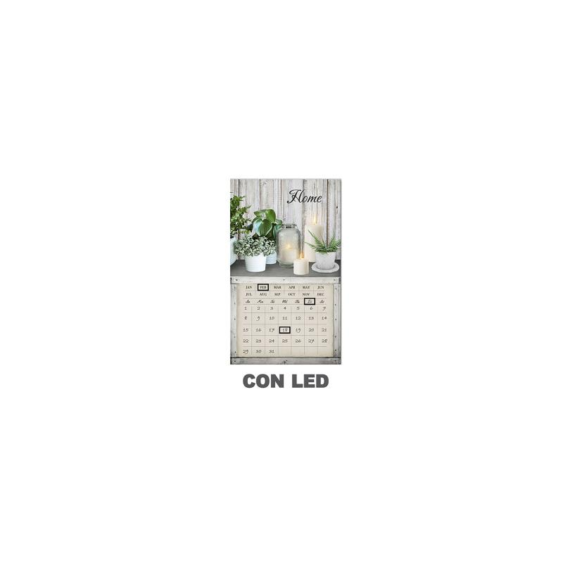 Quadro led con calendario bianco rettangolare cm30x50x1,8