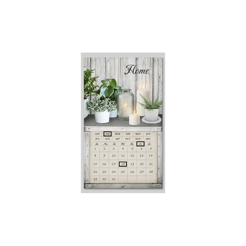 Quadro led con calendario bianco rettangolare cm30x50x1,8