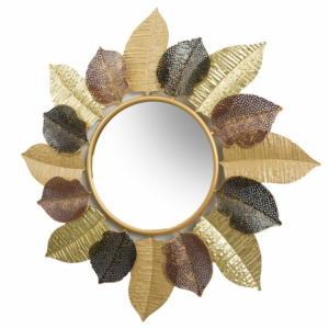 Specchio metallo foglie oro cm76,2x5,1x76,8