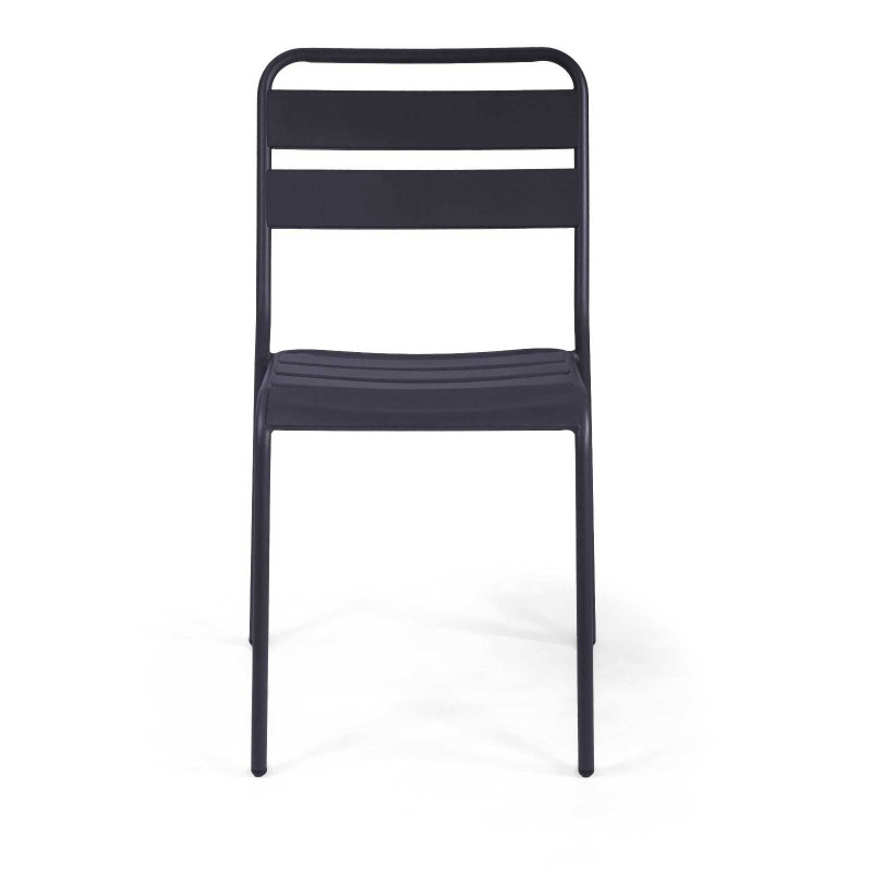 Set Tavolo metallo + 4 Sedie metallo doghe Rovigo Mini antracite cm 47x52h44/81