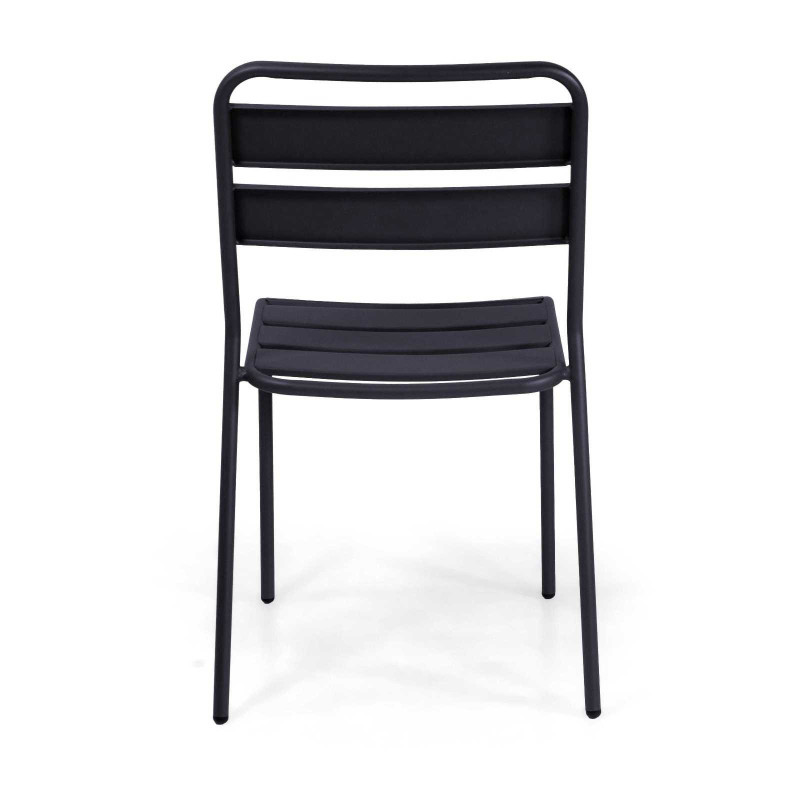 Set Tavolo metallo + 4 Sedie metallo doghe Rovigo Mini antracite cm 47x52h44/81
