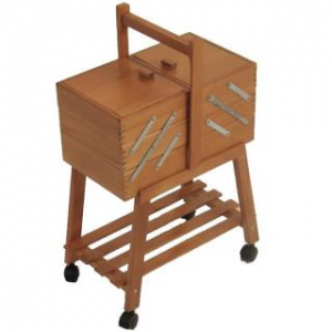 Portalavoro n.20 noce cm34xh47/57x20 c/ruote faggio made in italy