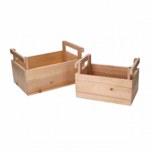Cassetto legno con manici 1-2 naturale rettangolare cm26,5x18h15