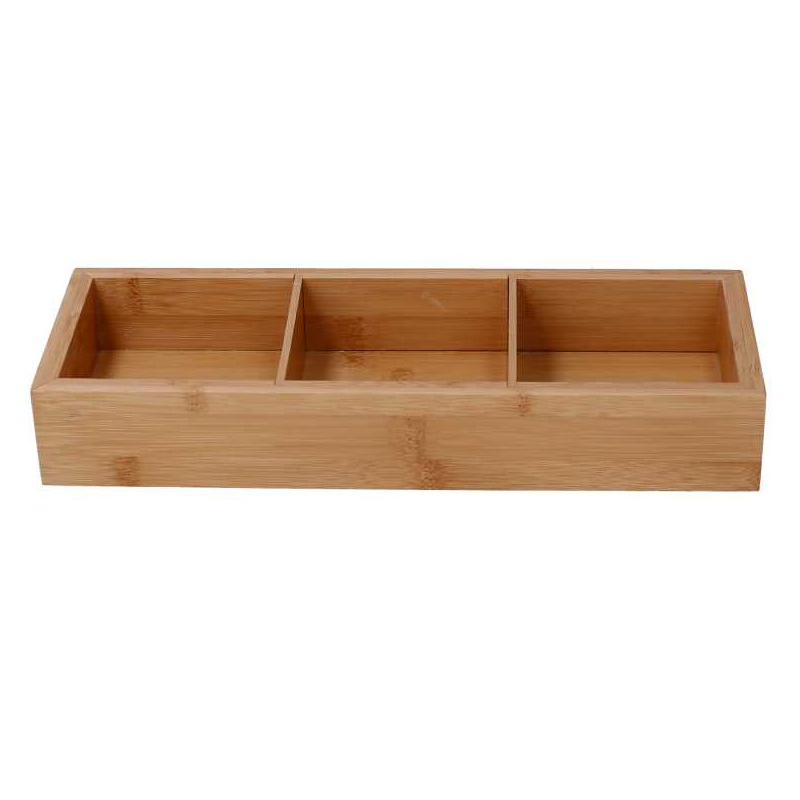 Cassetto bambù 3 scomparti naturale rettangolare cm30,5x11h4,8