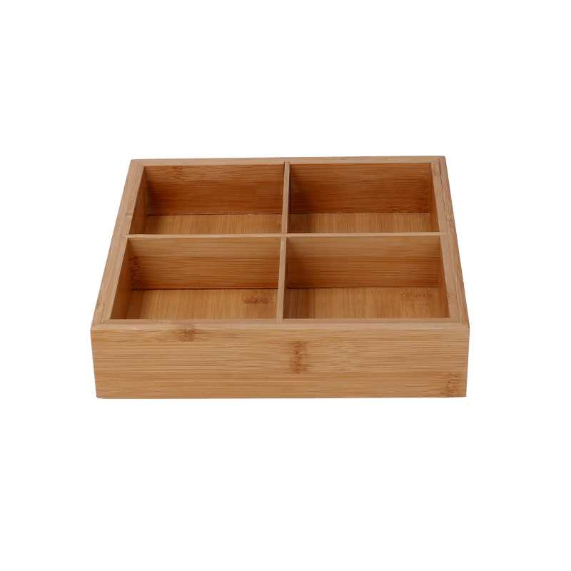 Cassetto bambù 4 scomparti naturale quadro cm21x21h4,8