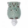 Bruciaessenze plug ceramica gufo verde cm7,7x10h13,4