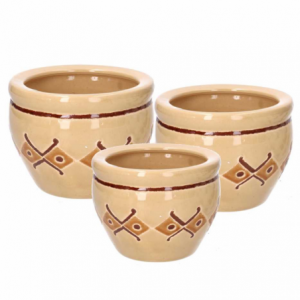 Coprivaso ceramica 1-3 crema c/rombi cmø30h21