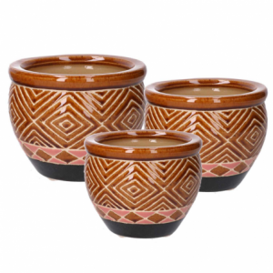 Coprivaso ceramica 1-3 greca scuro cmø30h21