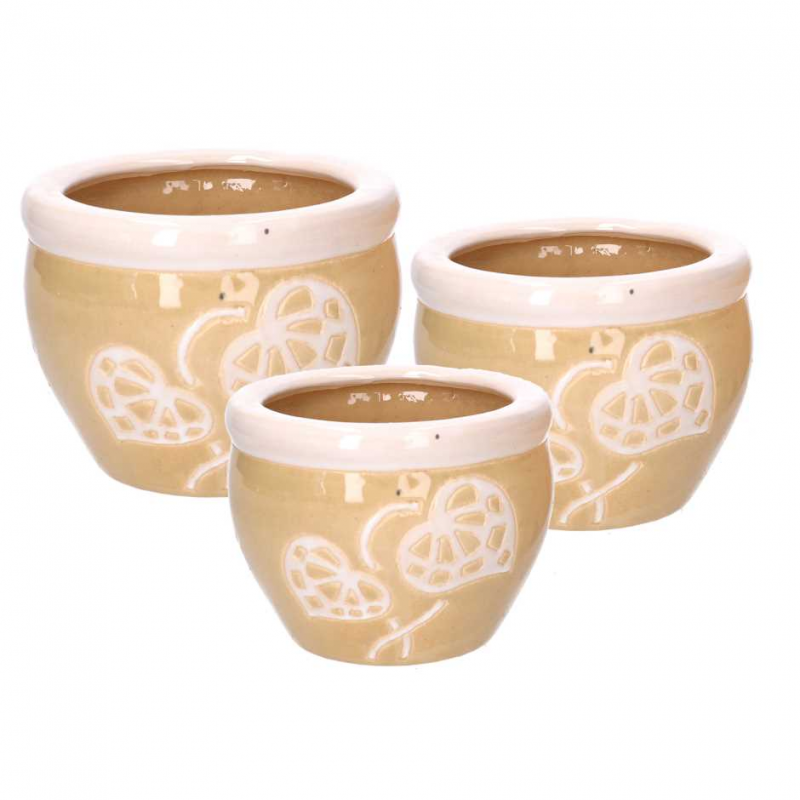 Coprivaso ceramica 1-3 crema bordo bianco cmø30h21