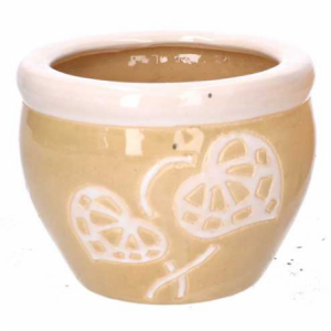 Coprivaso ceramica 1-3 crema bordo bianco cmø30h21
