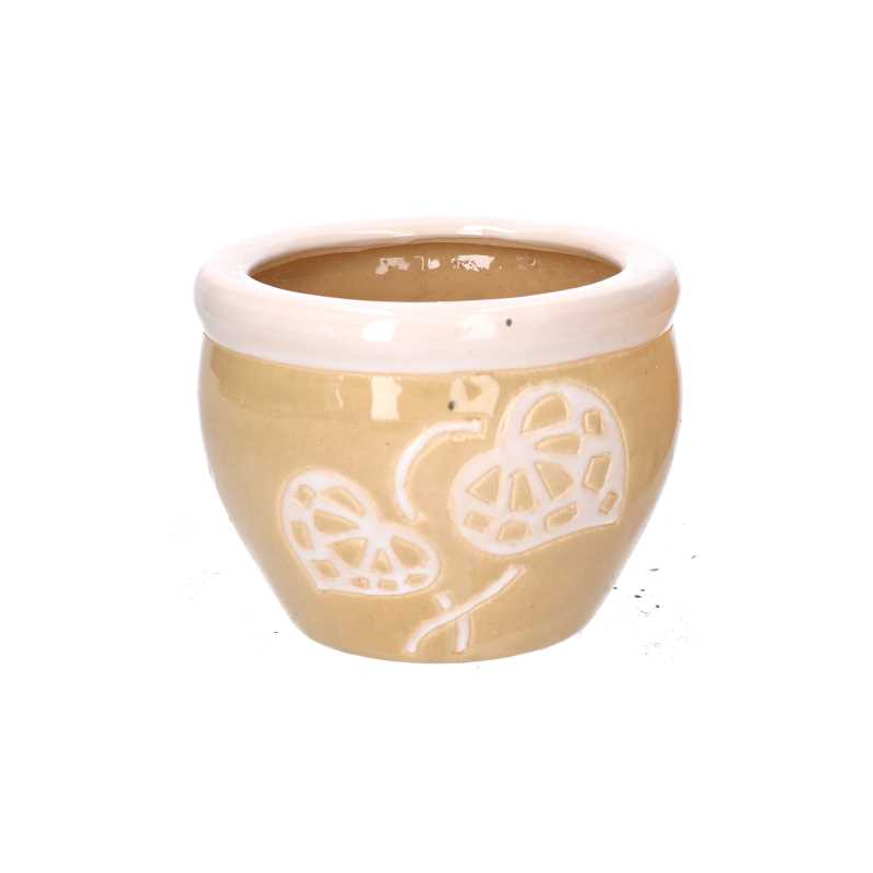 Coprivaso ceramica 1-3 crema bordo bianco cmø30h21