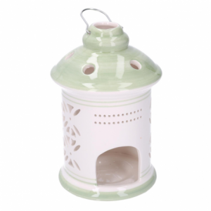 Lanterna ceramica verde tondo cmø11,5h17,5