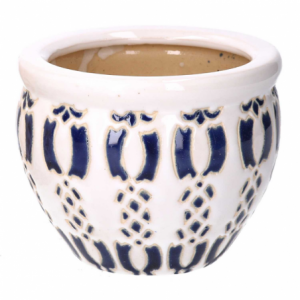 Coprivaso ceramica 1-3 bianco azzurro cmø30h21