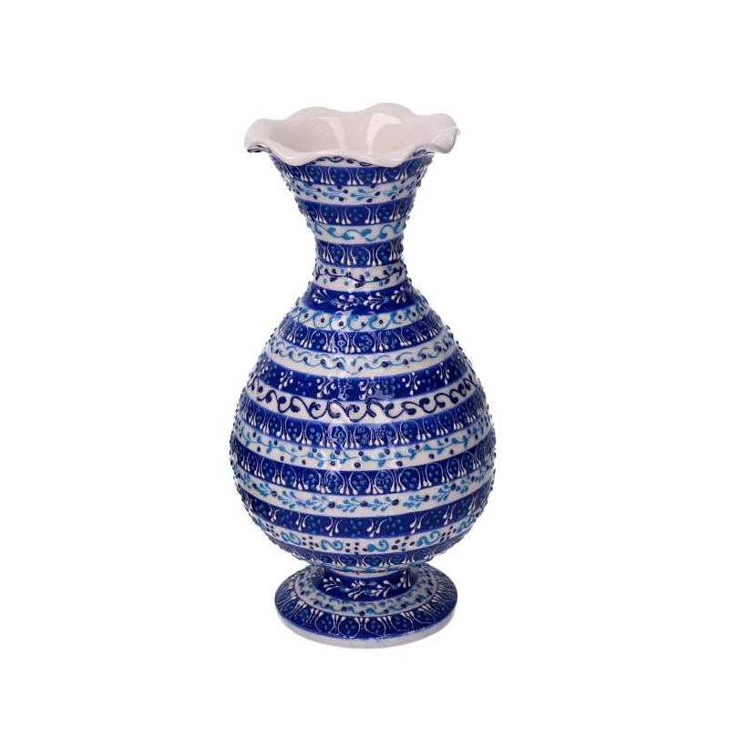Ivyline Vaso In Ceramica Per Piante Grasso | Bianco E Blu | 9x9x9 Cm | Smaltato E Impermeabile