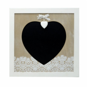 Lavagna legno elegancia cuore quadro cm30x30x1,5