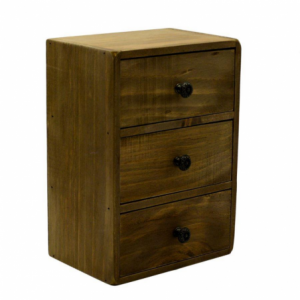 Portatutto legno rettangolare 3 cassetti cm17x12h24