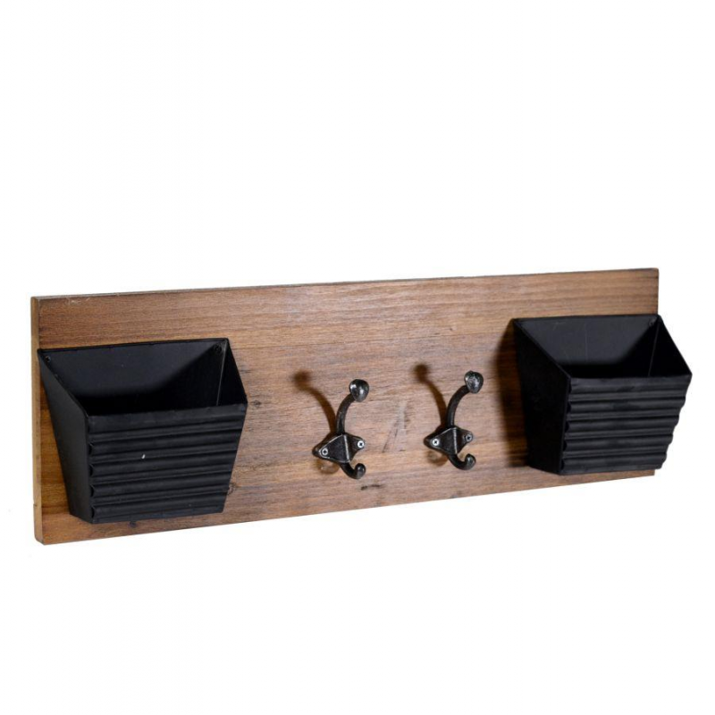 Portalettere legno 2 posti c/appendino 2p cm60x9,5h20