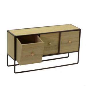 Zoom Portatutto legno e metallo marrone arrugginito 3 cassetti cm 38x11h20