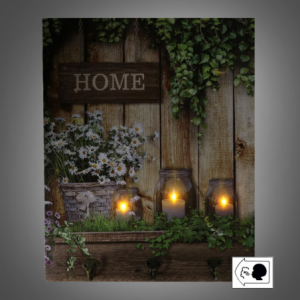 Zoom Appendino legno 3 posti con led fiori cm 40x50x1,8