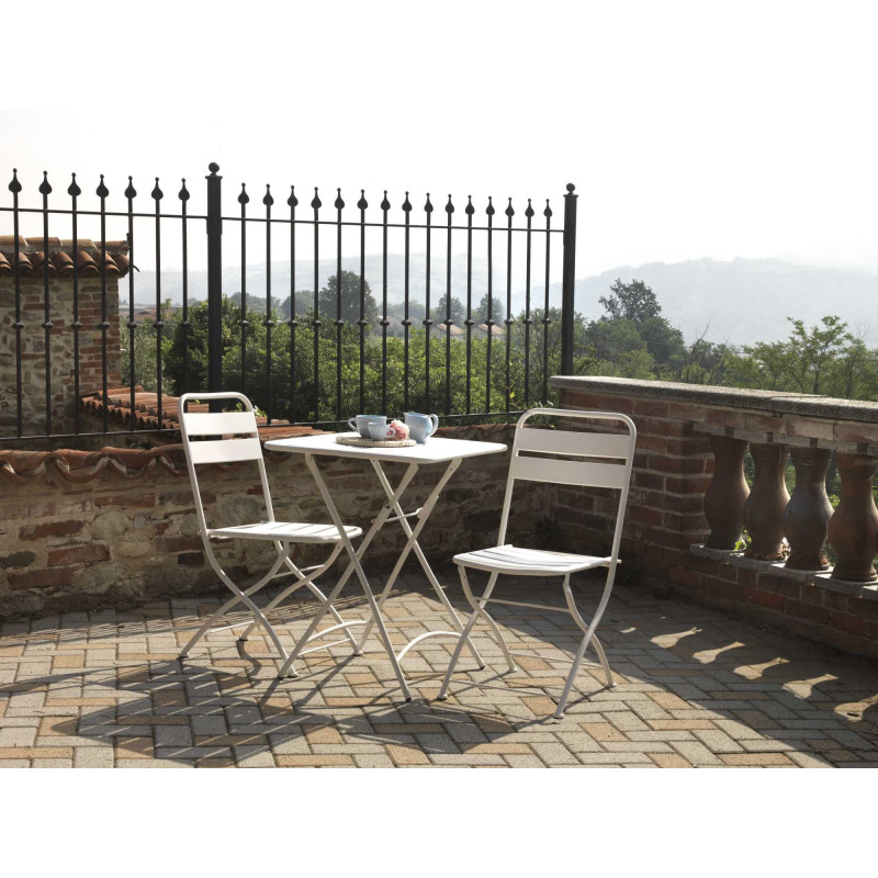 Set Tavolo metallo + 4 Sedie metallo rovigo pieghevole bianco cm 44x53h45/86