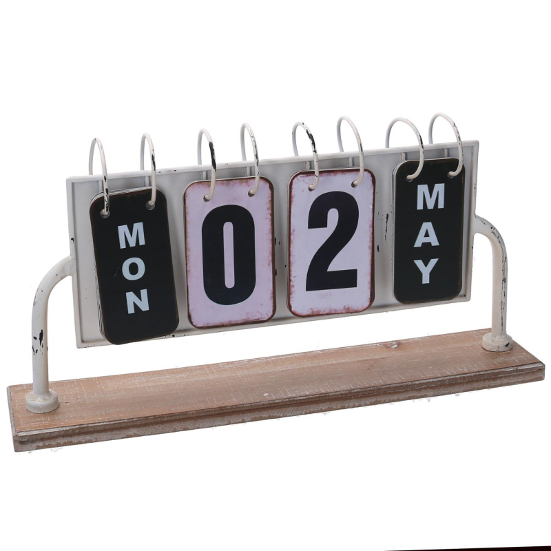 Calendario metallo bianco rettangolare cm37x20h8