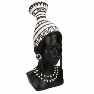 Statua resina busto donna africana cm23x16h39