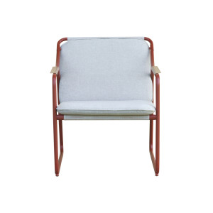 Zoom Salotto Tinos In Ferro Rosso E Textilene + Cuscino Ecru' Moia