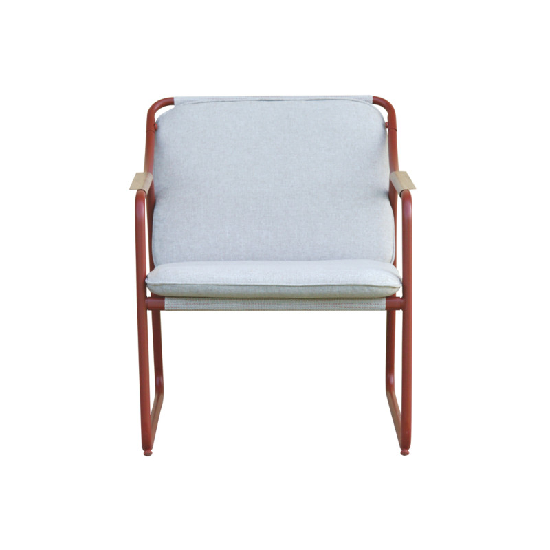 Salotto Tinos ferro rosso e textilene cuscino ecru Moia elegante